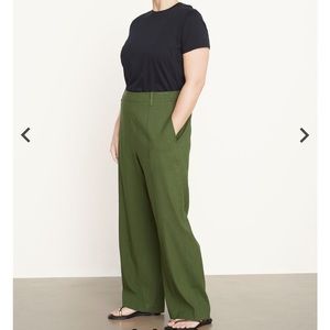 Vince Linen Blend Pull on Pants Size XXL in Dark Olive